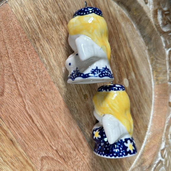 POLISH POTTERY CROSS AND PRAYING ANGELS ORNAMENT SET - Picture 8 of 13